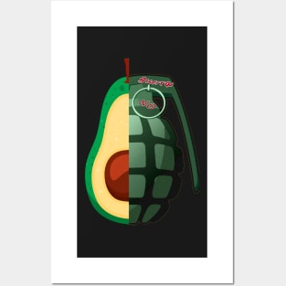 Two halves. Half avocado, half hand grenade. Not to the war. Avocado versus hand grenade. Posters and Art